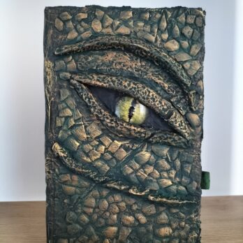 Couverture carnet dragon vert et or